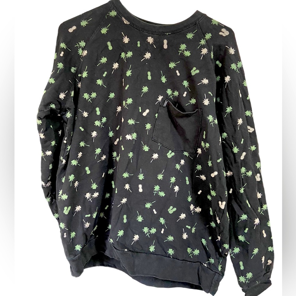 LIRA Skate Black & Green Palm Tree Pattern Men’s M Crew Neck Sweatshirt MINTY